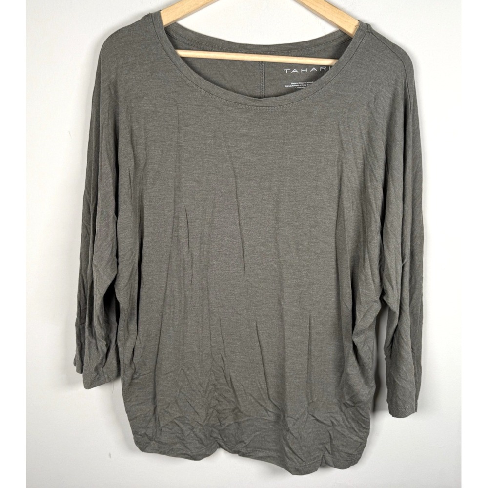 Tahari Womens Tunic Top Sz Large Gray Base Capsule‎ Long Sleeve Top Soft Stretch